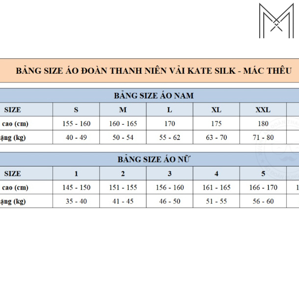 Bảng size áo đoàn Thanh Niên mới nhất, đầy đủ và chính xác 2026 Bảng size áo đoàn Thanh Niên mới nhất, đầy đủ và chính xác 2026