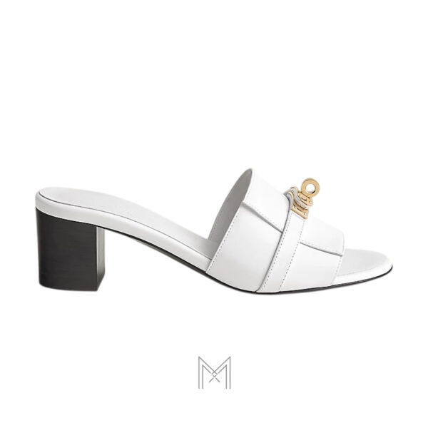 Cao gót Hermes Gigi 50 chính hãng màu trắng khoá vàng MHHH042