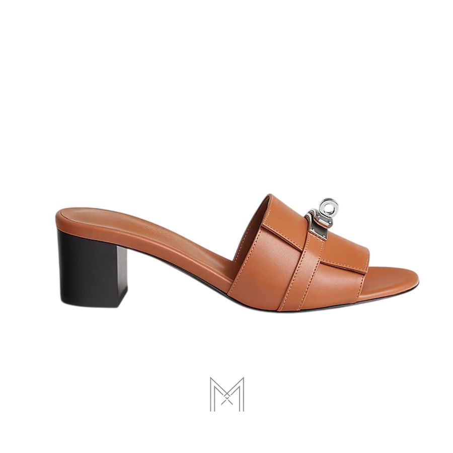Cao gót Hermes Gigi 50 chính hãng màu nâu khoá bạc MHHH043 2026 Cao gót Hermes Gigi 50 chính hãng màu nâu khoá bạc MHHH043 2026
