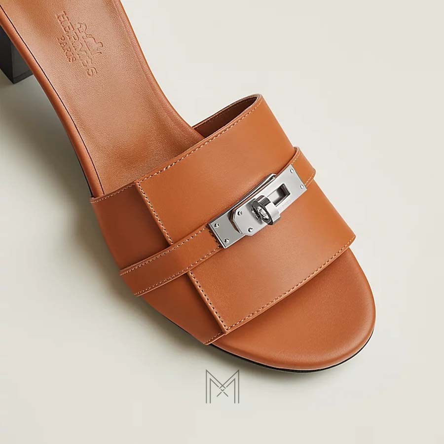 Cao gót Hermes Gigi 50 chính hãng màu nâu khoá bạc MHHH043 2026 Cao gót Hermes Gigi 50 chính hãng màu nâu khoá bạc MHHH043 2026