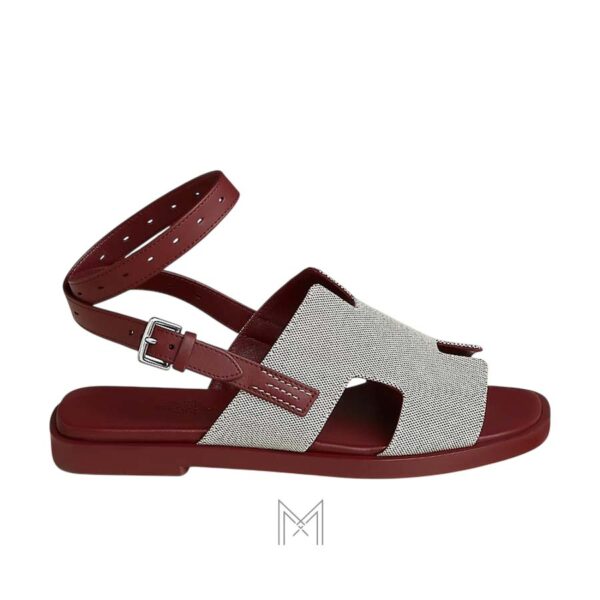 Sandal Hermes Maya chính hãng màu đỏ đô phối xám MHHH027