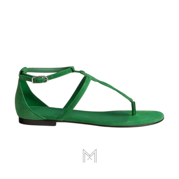 Sandal Hermes Milos chính hãng màu xanh lá da lộn MHHH016