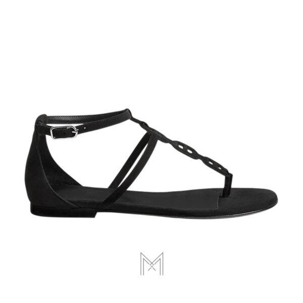 Sandal Hermes Milos chính hãng màu đen da lộn MHHH017