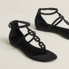 Sandal Hermes Milos chính hãng màu đen da lộn MHHH017 2026