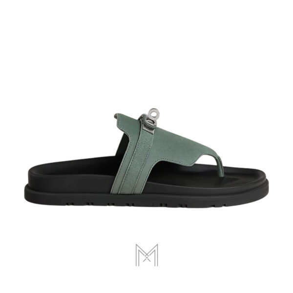 Dép kẹp Hermes Empire chính hãng màu xanh lá da lộn MHHH031