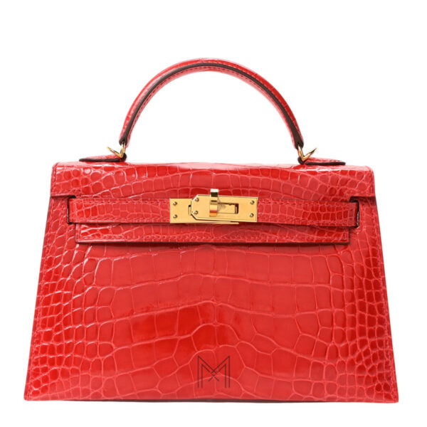 Túi Hermes Kelly mini màu đỏ da cá sấu chính hãng THM02