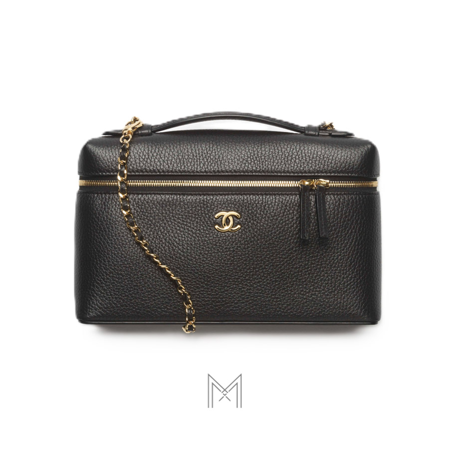 Túi cặp lồng Chanel vanity có dây đeo màu đen da bê authentic TCN40 2026 Túi cặp lồng Chanel vanity có dây đeo màu đen da bê authentic TCN40 2026