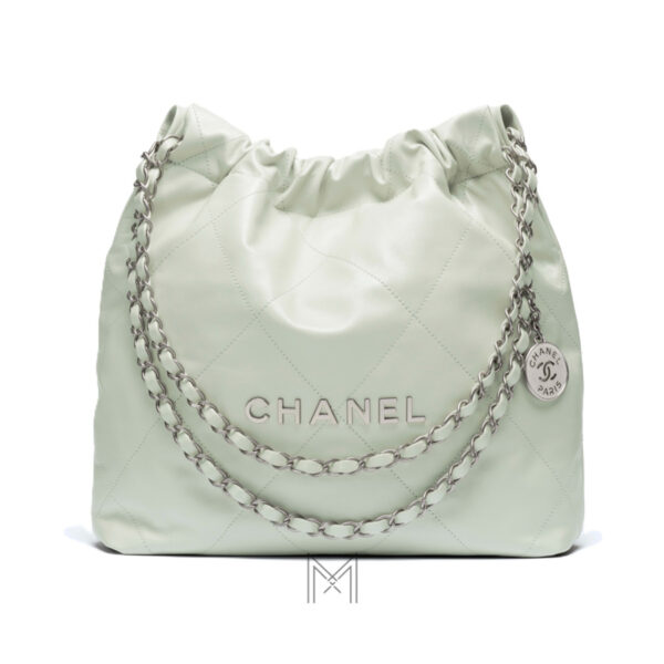 Túi xách Chanel 22 Pre-Collection Xuân Hè màu xanh lá nhạt da bê chính hãng TCN38