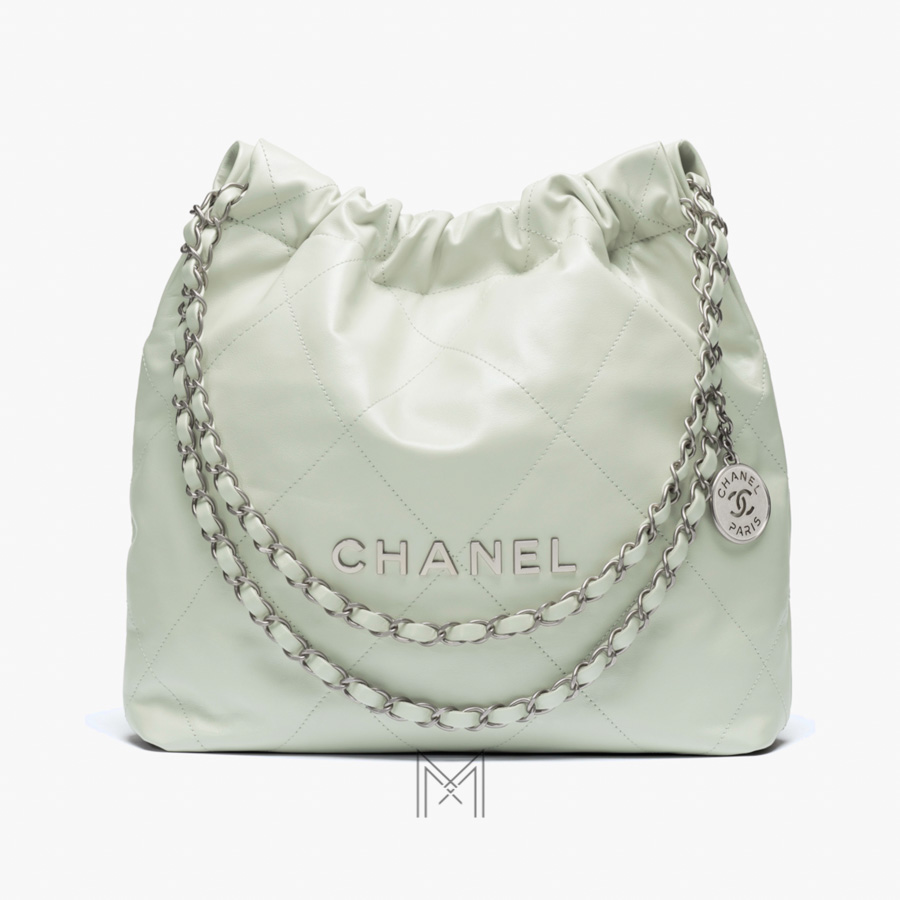 Túi xách Chanel 22 Pre-Collection Xuân Hè màu xanh lá nhạt da bê chính hãng TCN38 2026 Túi xách Chanel 22 Pre-Collection Xuân Hè màu xanh lá nhạt da bê chính hãng TCN38 2026