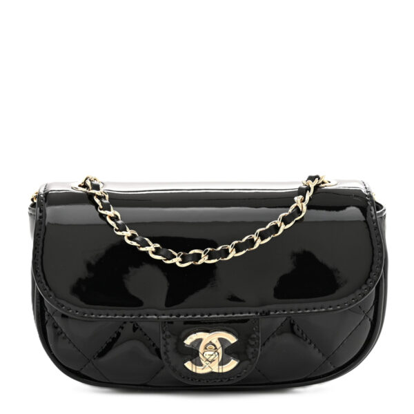 Túi Chanel bầu màu đen da bê bóng khóa xoay CC màu vàng chính hãng TCN36