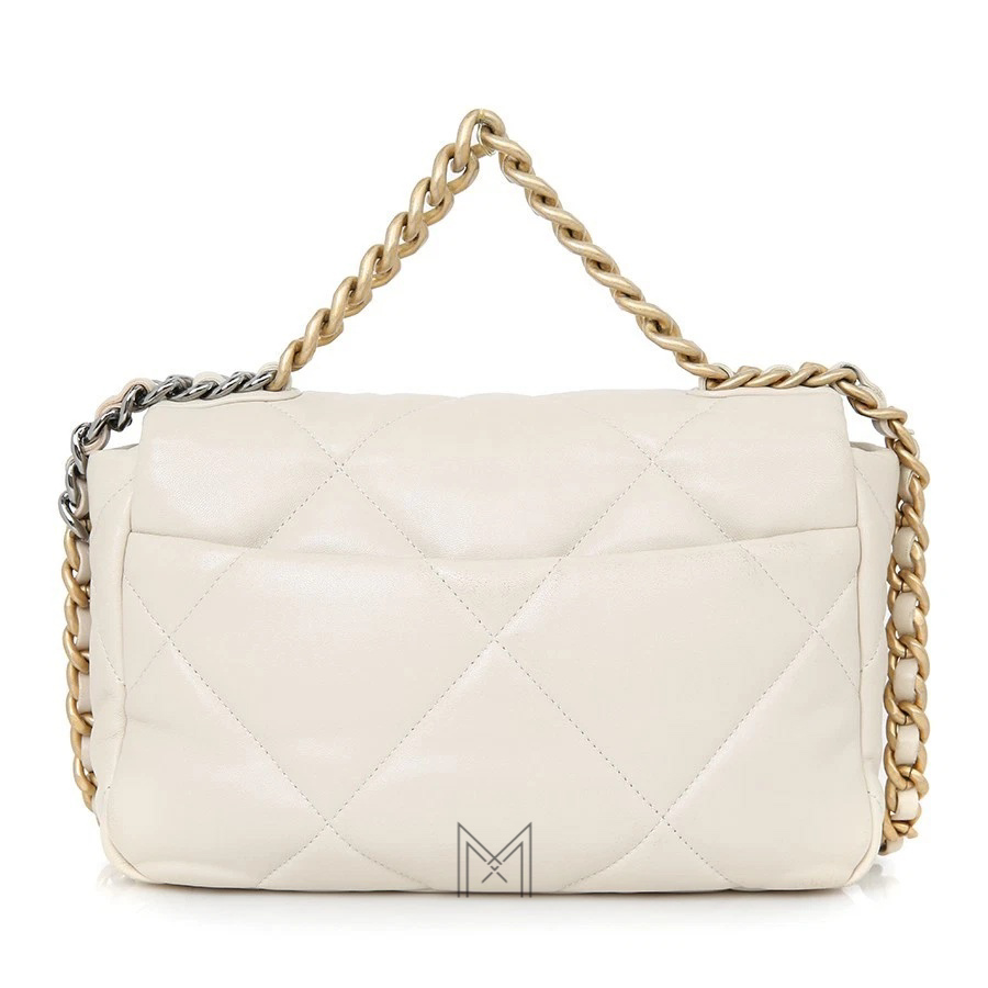 Túi Chanel 19 Flap da dê chần bông màu trắng chính hãng TCN30 2026 Túi Chanel 19 Flap da dê chần bông màu trắng chính hãng TCN30 2026
