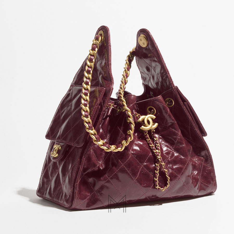 Túi Chanel dây rút màu đỏ da bê bóng hiệu ứng nhăn authentic TCN29 2026 Túi Chanel dây rút màu đỏ da bê bóng hiệu ứng nhăn authentic TCN29 2026