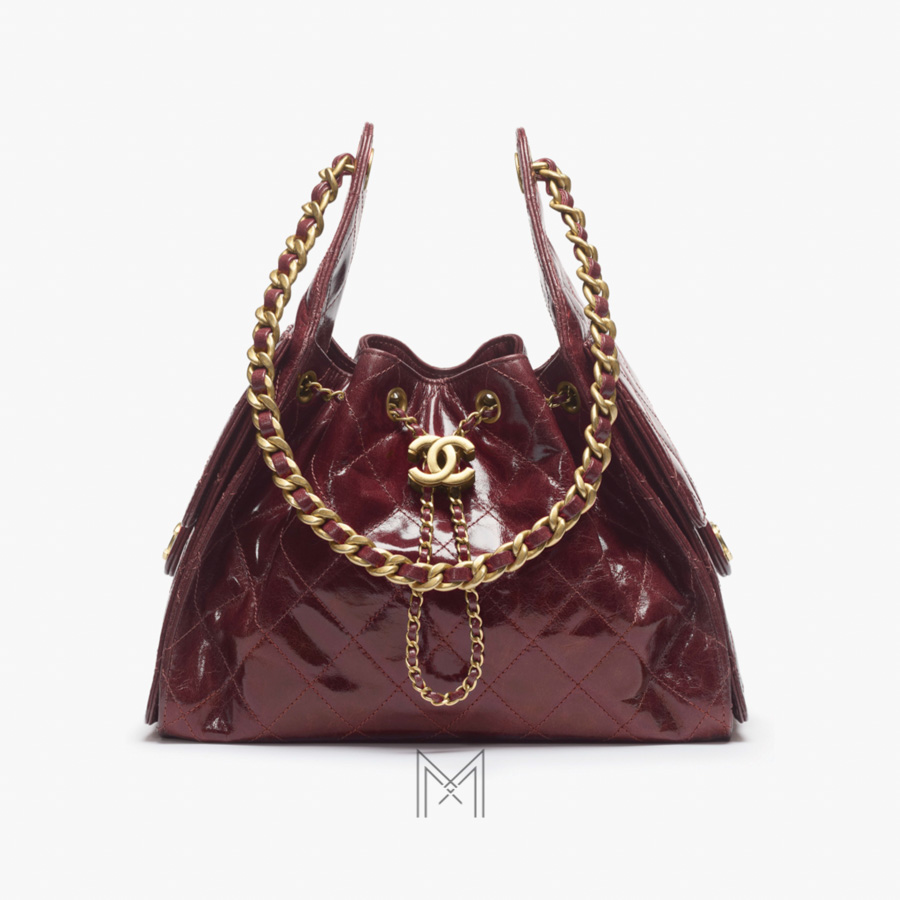 Túi Chanel dây rút màu đỏ da bê bóng hiệu ứng nhăn authentic TCN29 2026 Túi Chanel dây rút màu đỏ da bê bóng hiệu ứng nhăn authentic TCN29 2026