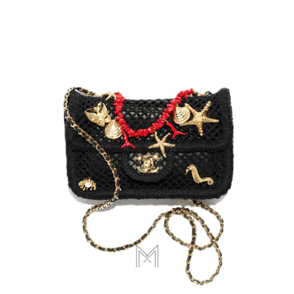 Túi Chanel nắp gập màu đen dây xích Coco Beach 2026 chính hãng TCN27