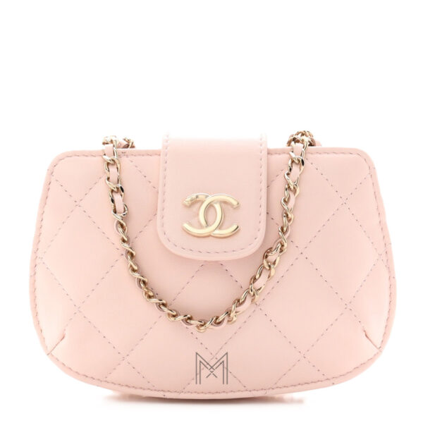 Túi Chanel hồng phấn CC Chain da cừu chính hãng TCN25