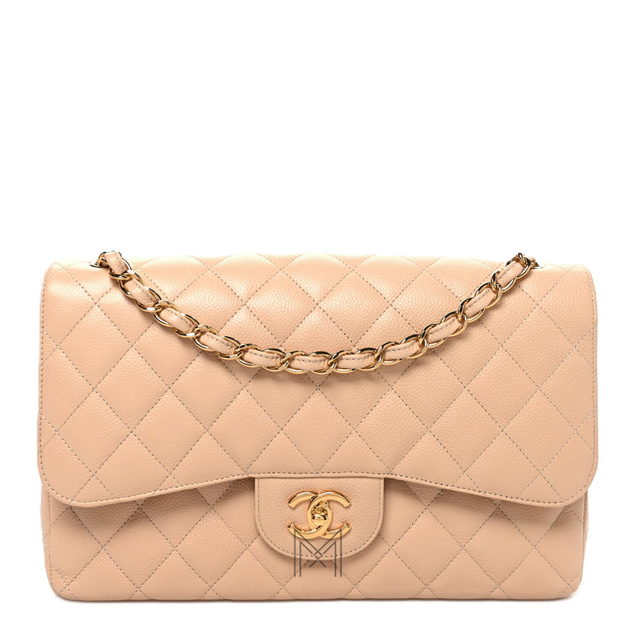 Túi Chanel Jumbo Caviar Quilted Double Flap chính hãng màu be TCN24 2026 Túi Chanel Jumbo Caviar Quilted Double Flap chính hãng màu be TCN24 2026