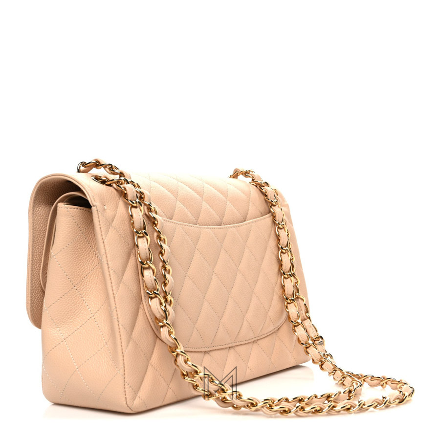 Túi Chanel Jumbo Caviar Quilted Double Flap chính hãng màu be TCN24 2026 Túi Chanel Jumbo Caviar Quilted Double Flap chính hãng màu be TCN24 2026