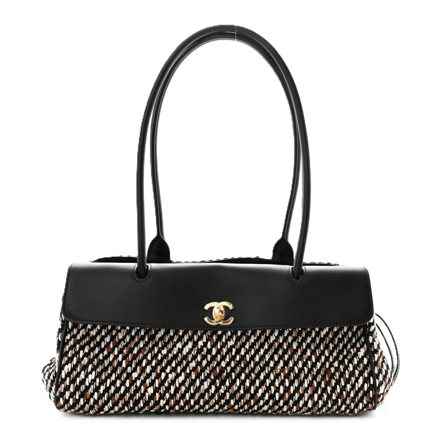 Túi Chanel kẹp nách Urban Essentials màu đen da bê phối vải tweed multi color chính hãng TCN23 2026 Túi Chanel kẹp nách Urban Essentials màu đen da bê phối vải tweed multi color chính hãng TCN23 2026