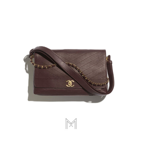Túi xách Chanel nâu nắp gập maxi Pre-Collection Xuân Hè chính hãng TCN19