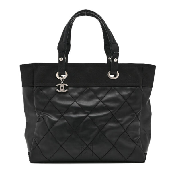 Túi CHANEL Super Paris Biarritz cỡ lớn màu đen da canvas phủ chính hãng TCN14