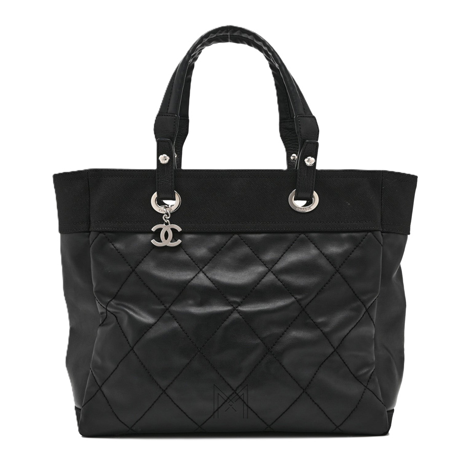 Túi CHANEL Super Paris Biarritz cỡ lớn màu đen da canvas phủ chính hãng TCN14 2026 Túi CHANEL Super Paris Biarritz cỡ lớn màu đen da canvas phủ chính hãng TCN14 2026