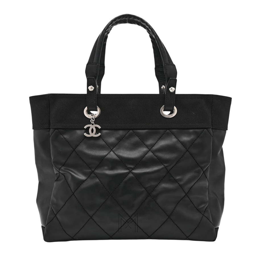Túi CHANEL Super Paris Biarritz cỡ lớn màu đen da canvas phủ chính hãng TCN14 2026 Túi CHANEL Super Paris Biarritz cỡ lớn màu đen da canvas phủ chính hãng TCN14 2026