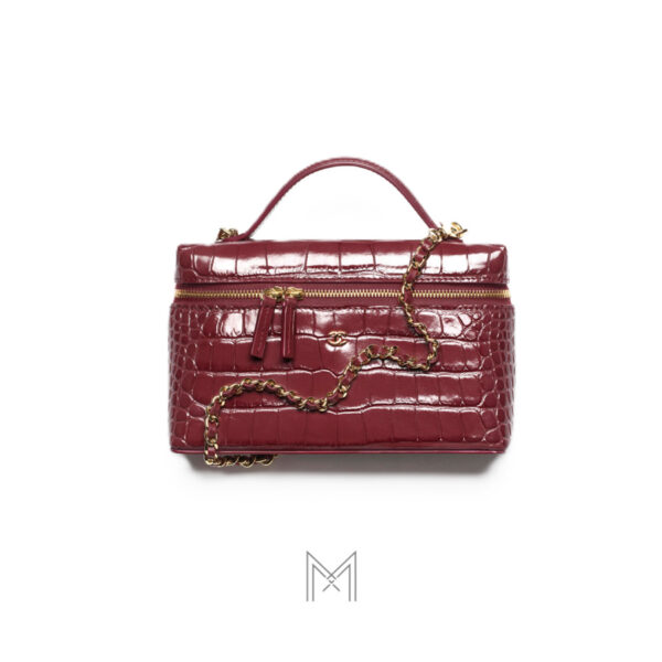 Túi Chanel Vanity Métiers d'art màu đỏ dây xích đan da chính hãng TCN09