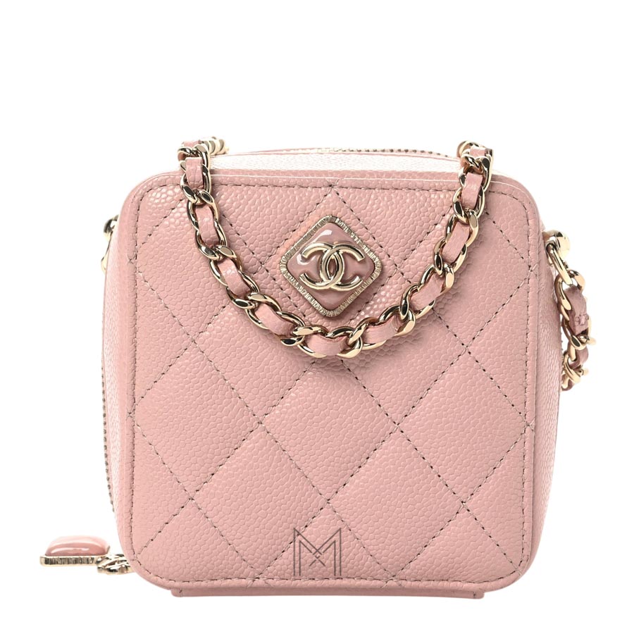 Túi Clutch Chanel Caviar Quilted with Chain dây xích đan da màu hồng chính hãng TCN04 2026 Túi Clutch Chanel Caviar Quilted with Chain dây xích đan da màu hồng chính hãng TCN04 2026