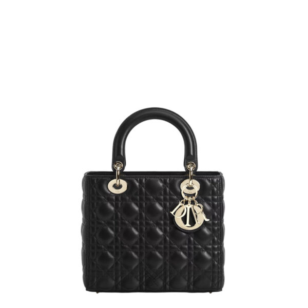 Túi Xách Lady Dior 5 Ô Màu Đen Màu Đen Sang Trọng Da Cừu DR017