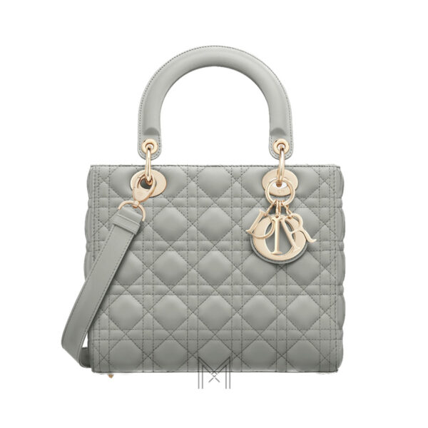 Túi Xách Lady Dior 7 Ô Màu Xám Da Cừu Chính Hãng DR018