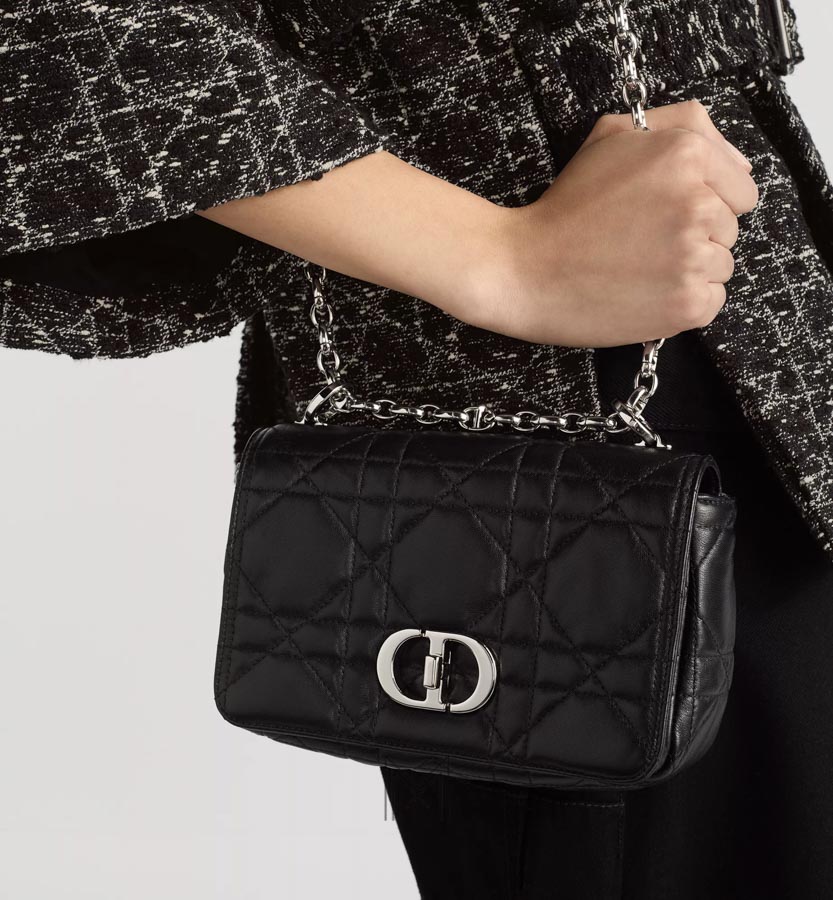 Túi Đeo Chéo Dior Caro Màu Đen Da Cừu Luxury DR023 2026 Túi Đeo Chéo Dior Caro Màu Đen Da Cừu Luxury DR023 2026