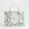 Túi Xách Dior Book Tote Trắng Thêu Họa Tiết Xanh Dây Bản To Authentic DR028 2026