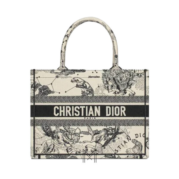 Túi Xách Hàng Hiệu Dior Book Tote Họa Tiết Thổ Cẩm Trắng Đen Thời Trang DR031