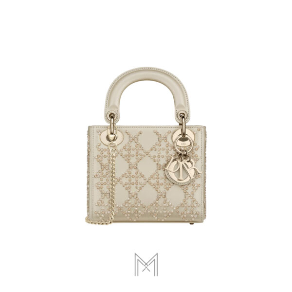 Túi Xách Đeo Chéo Lady Dior Đính Đá Màu Be Chính Hãng Dr032