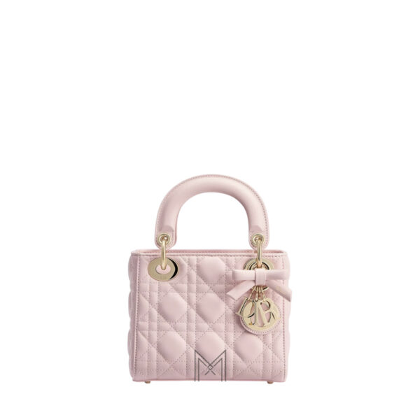 Túi Xách Đeo Chéo Lady Dior 3 Ô Màu Hồng Da Cừu Chính Hãng TR044