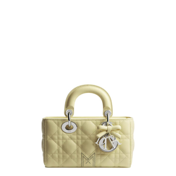 Túi Xách Đeo Chéo Dior Lady Vàng Da Bê Treo Móc Khóa Nơ Cao Cấp TR048