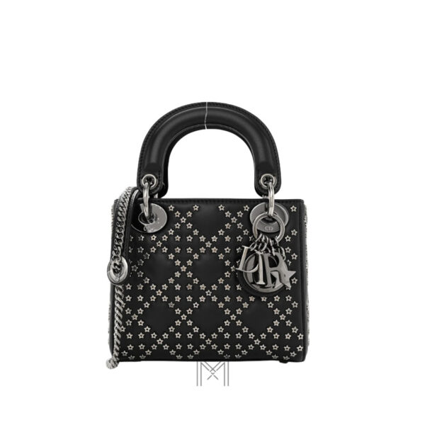 Túi Xách Đeo Chéo Lady Dior Đen Nạm Đinh Authentic DR051