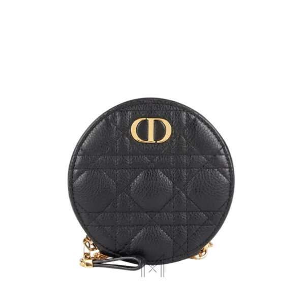 Túi Đeo Chéo Nữ Dior Dáng Tròn Màu Đen Mini Da Bê Chính Hãng DR061
