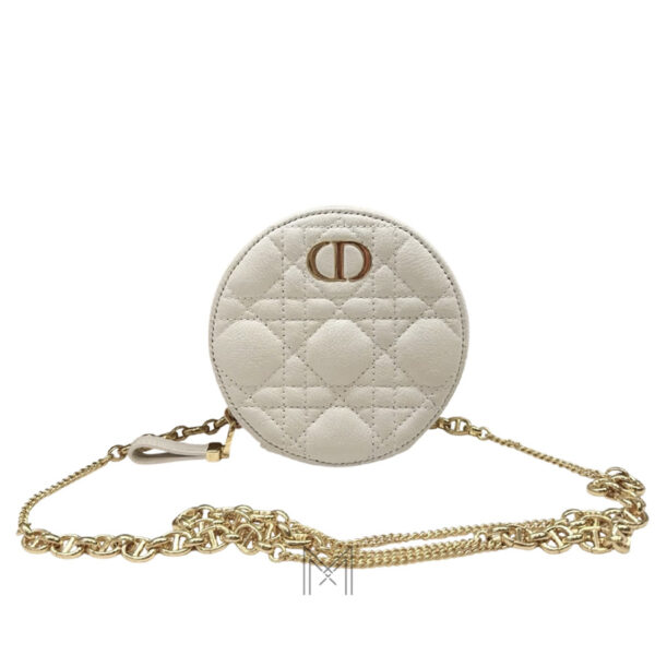 Túi Đeo Chéo Dior Mini Tròn Trắng Da Bê Sần Hàng Hiệu Dr060