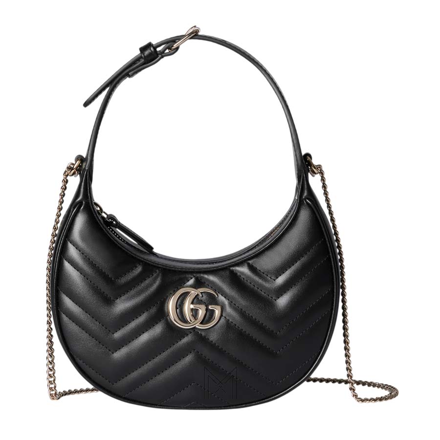 Túi Gucci dáng bầu màu đen logo bạc chính hãng NTG034 2026 Túi Gucci dáng bầu màu đen logo bạc chính hãng NTG034 2026