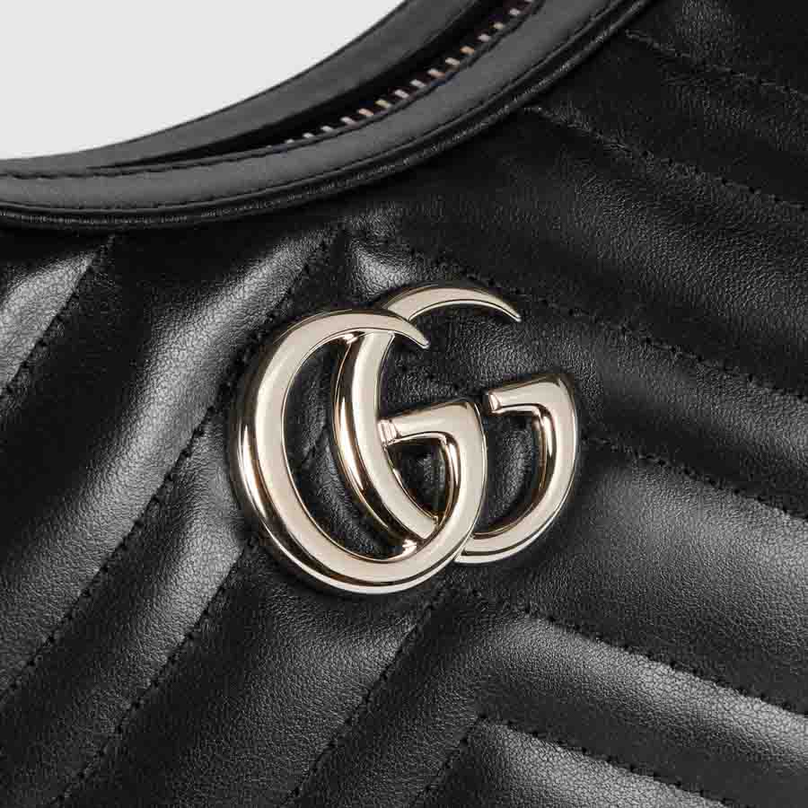 Túi Gucci dáng bầu màu đen logo bạc chính hãng NTG034 2026 Túi Gucci dáng bầu màu đen logo bạc chính hãng NTG034 2026