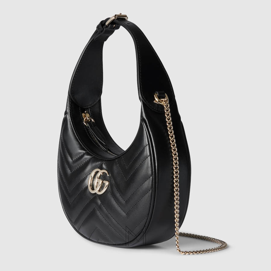 Túi Gucci dáng bầu màu đen logo bạc chính hãng NTG034 2026 Túi Gucci dáng bầu màu đen logo bạc chính hãng NTG034 2026