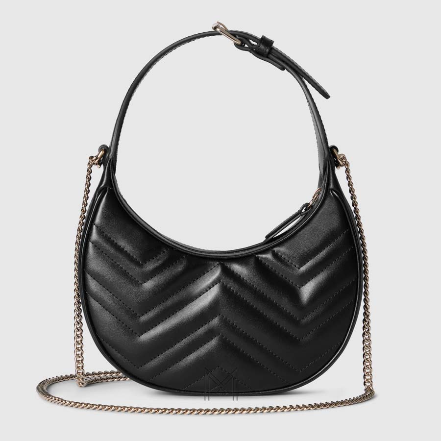 Túi Gucci dáng bầu màu đen logo bạc chính hãng NTG034 2026 Túi Gucci dáng bầu màu đen logo bạc chính hãng NTG034 2026