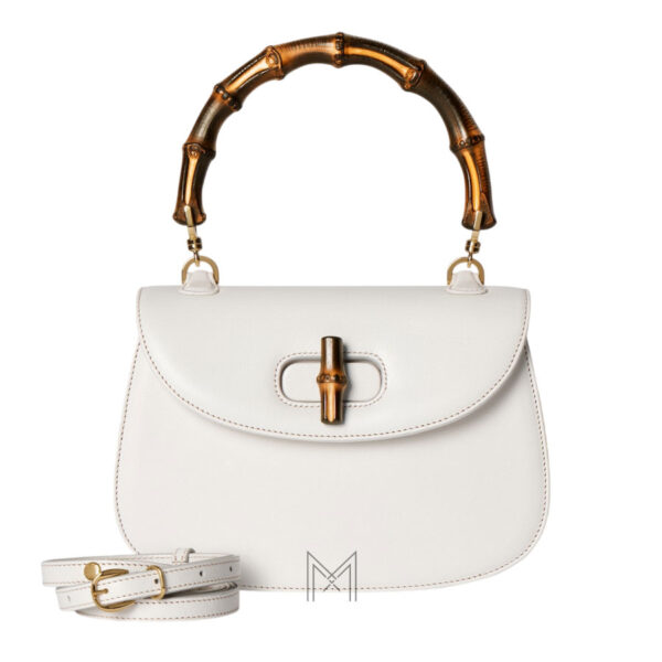 Túi xách đeo chéo Gucci quai gỗ màu trắng authentic NTG017
