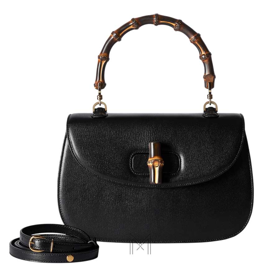 Túi xách đeo chéo Gucci quai trúc màu đen chính hãng NTG016 2026 Túi xách đeo chéo Gucci quai trúc màu đen chính hãng NTG016 2026