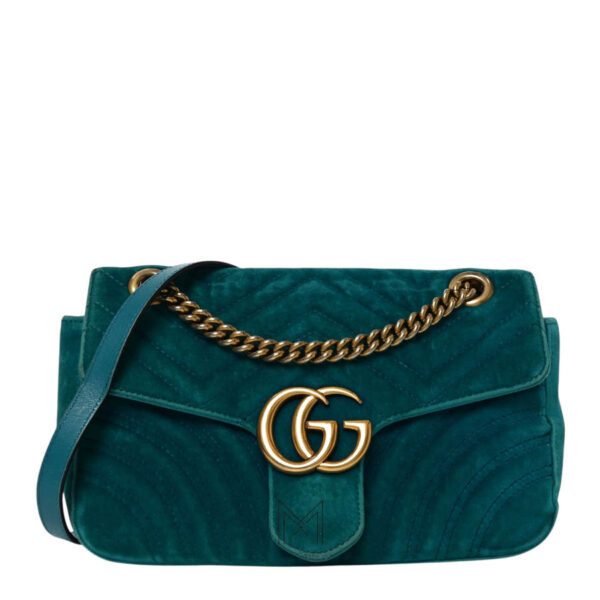 Túi Gucci màu xanh ngọc logo vàng hàng hiệu chính hãng NTG002