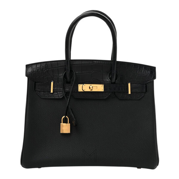 Túi HERMES đen Togo Matte Alligator Birkin Touch 30 chính hãng THM07