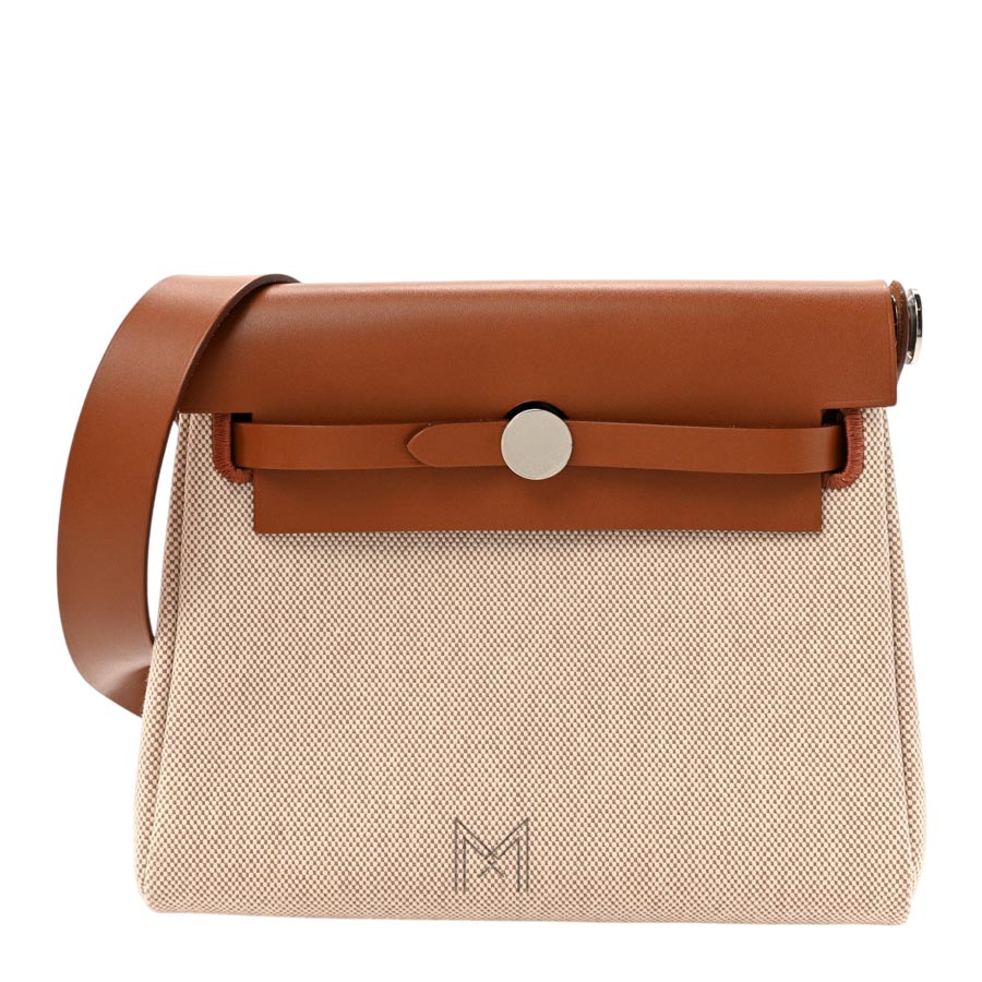 Túi Hermes mini Herbag Zip màu be canvas phối da nâu chính hãng THM16 2026 Túi Hermes mini Herbag Zip màu be canvas phối da nâu chính hãng THM16 2026