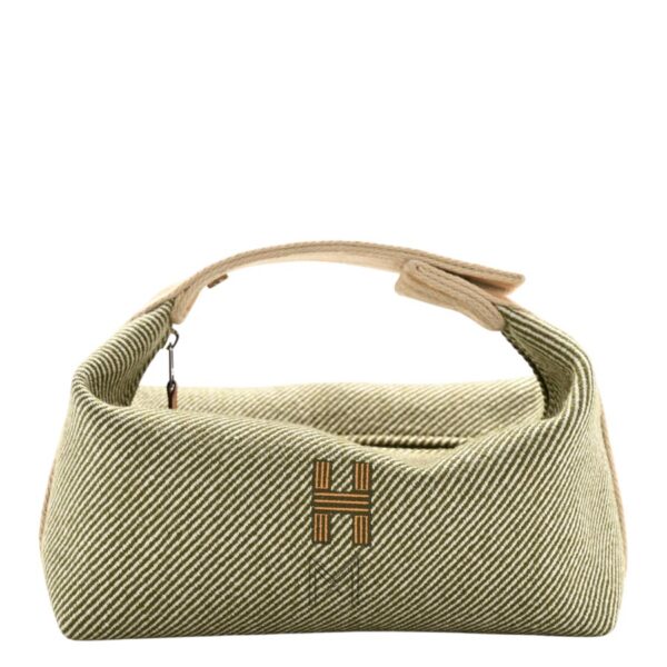 Túi HERMES xanh rêu Wool Small Bride-A-Brac H Natte Pouch chính hãng THM25