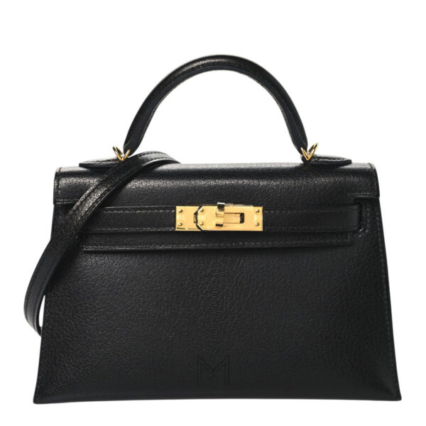 Túi HM sz 20 HERMES Chevre Chamkila Kelly Sellier màu đen chính hãng THM28